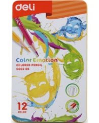 Цветни моливи Deli Color Emotion EC00205, 12 цвята, в метална кутия