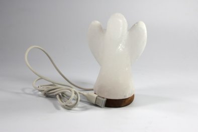Мини USB лампа от хималайска сол - Ангел, бял, малък