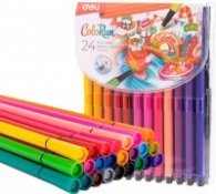 Флумастери Deli Colorun EC157-24, 24 цвята, измиващи се, PVC опаковка
