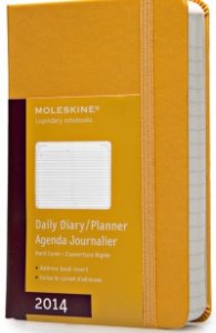 Бележник Moleskine 2014 12 Month Pocket Hard Cover Daily Planner Yellow Orange [6637]