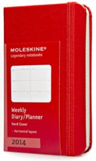 Бележник Moleskine 2014 12 Month Weekly Planner Extra Small Hard Cover Red [5593]
