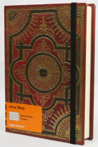 Бележник Paperblanks Diary 2013 Ventaglio Rosso Midi Day, Lined/ 0776