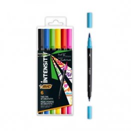 Флумастери BIC Intensity, двувърхи, 6 интензивни цвята, PVC опаковка 10910062