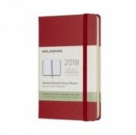 Moleskine 12 Month Weekly Planner 2018, Pocket, Scarlet Red, Hard Cover [4054]