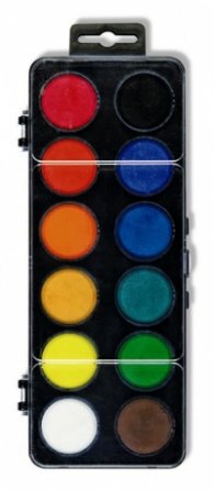Комплект водни бои 30 мм., 12 цвята, черна кутия 17251100000